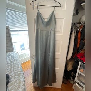 Elegant Satin Sage Slip Dress